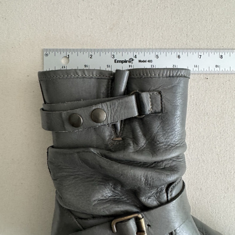 Eric Michael Women's Laguna Boot Size 37 7 Gray Leather Slouch Moto Biker Bootie - Picture 10 of 15